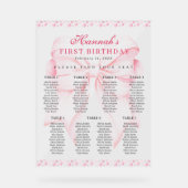 Roze Bow Valentijn Hart Zitting Grafiek Acryl Acryl Bord (Voorkant)