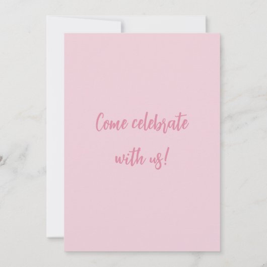 Roze Bow Verjaardag Meisjes Uitnodiging (Achterkant)