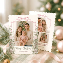 Roze Bow Vier Foto Kerstmis