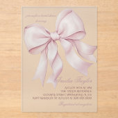 Roze Bow Vrijgezellenfeest Acryl Uitnodigingen (Voorkant)