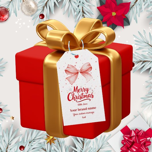 roze Bow vrolijk kerstcadeau label Cadeaulabel