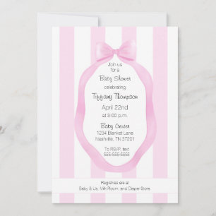 Roze Bow Wallpaper Stripes Meisje Baby shower Kaart