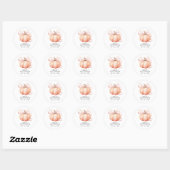 Roze Bow Waterverf Pompoen Baby shower Ronde Sticker (Vel)