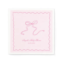 Roze Bow Wavy Baby shower Papier servet