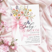 Roze Bow Wildflower Baby in Bloom Baby shower Kaart