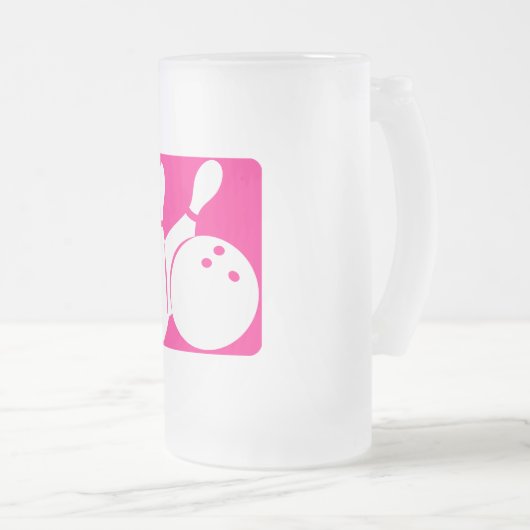 Roze Bowling Matglas Bierpul (Voorkant rechts)