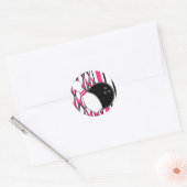 Roze Bowling Party Ronde Sticker (Envelop)