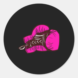 Roze boxinghandschoenen voor een meisje ronde sticker