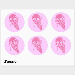 Roze, boze ijsvormer, Klassieke ronde Sticker