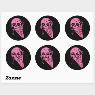 Roze, boze ijsvormer, Klassieke ronde Sticker