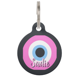 roze boze oog huisdierpenning