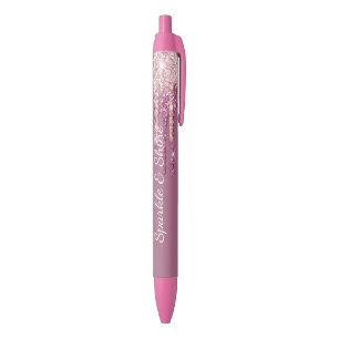 Roze Bramen Glitter Ijs Druppels Zwarte Inkt Pen