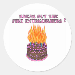Roze brandblusapparaten - Birthday Cake Ronde Sticker