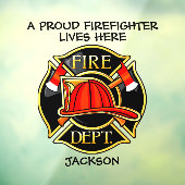 Roze brandweerman Emblem Red en Black    Raamsticker (Vel 3)