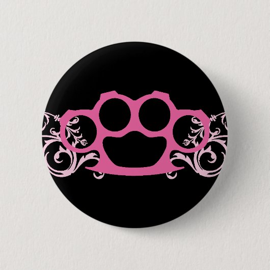 Roze brass Knuckles Ronde Button 5,7 Cm (Voorkant)