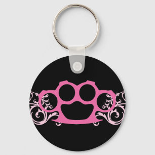 Roze brass Knuckles Sleutelhanger