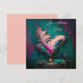 Roze breuk van het schilderij van veren kaart (Voorkant / Achterkant)