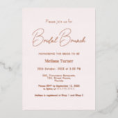Roze bridal Brunch Calligraphy Script Folie Uitnodiging (Voorkant)