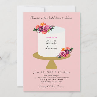 Roze bridal met flessenkaart - Uitnodiging