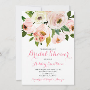 Roze Bridal Shower Invitations, roze bloemen Kaart