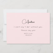 Roze Bridesman-ontwerpscript uitnodiging (Achterkant)