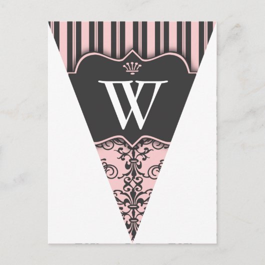 Roze Briefkaart van de Damask Party Bunting Banner (Voorkant)