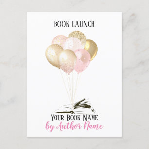 Roze Briefkaart voor uitnodiging voor boeklancerin