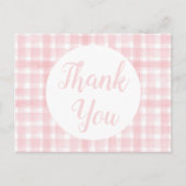 Roze briefkaarten van Gingham Laurel Crest (Voorkant)