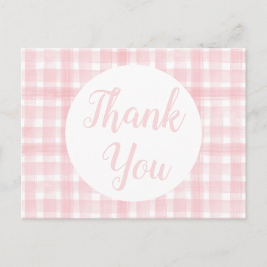 Roze briefkaarten van Gingham Laurel Crest (Voorkant)