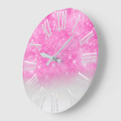 Roze Bright Glitter effect White Spark Princess Grote Klok (Hoek)