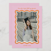 Roze Bright Squigggles Afstuderen Aankondiging Kaa (Voorkant / Achterkant)