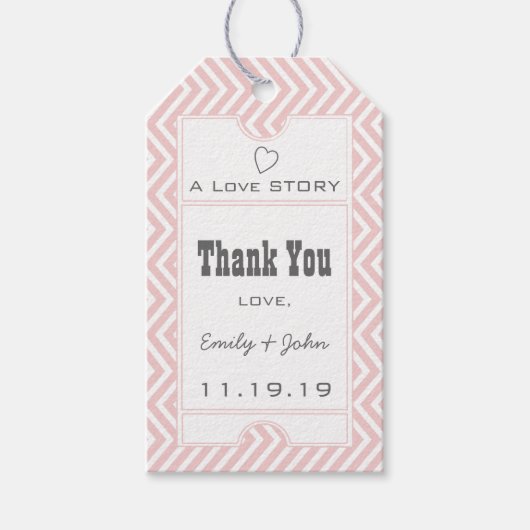 Roze  Broadway Ticket Weddenschap Bedankt Cadeaulabel (Voorkant)