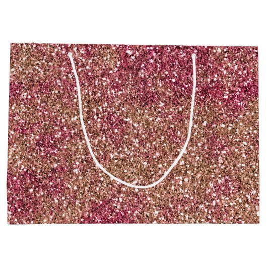 Roze Bronze Ombre Sparkle Glitter Groot Cadeauzakje (Achterkant)