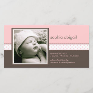 Roze Brown Sweet Baby Girl Geboorteaankondiging Aankondiging