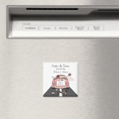 Roze bruid en bruidegom Getaway auto "Save the Dat Magneet (Insitu (Vaatwasser))