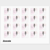 roze bruid en bruidegom vierkante sticker (Vel)