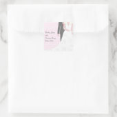 roze bruid en bruidegom vierkante sticker (Tas)