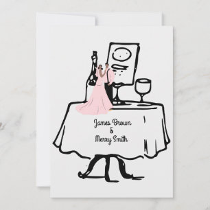 Roze bruid en bruine tafel (zwart en wit) kaart