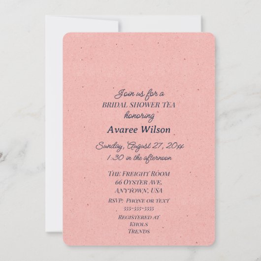 Roze Bruids Tea Party Theepot uitnodiging (Achterkant)