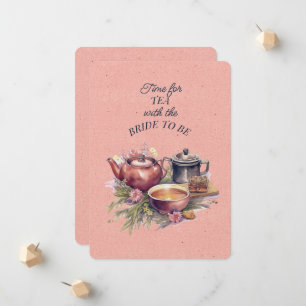 Roze Bruids Tea Party Theepot uitnodiging