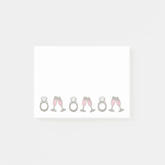Roze bruidsbruid met champagne Diamond Ring Bling  Post-it® Notes (Voorkant)