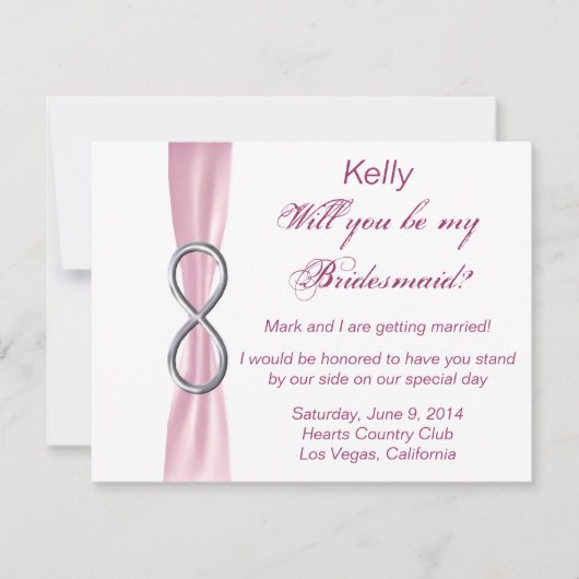 Roze bruidsbruidachtige Kaart (Voorkant)