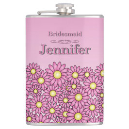 Roze Bruidsmeisje Flower Flask Heupfles