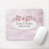 Roze Bruiloft Abstract met namen en datum Muismat (Met muis)