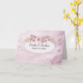 Roze Bruiloft Abstract met Pas getrouwd namen Kaart (Gele Bloem)