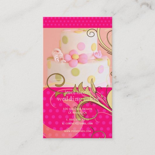 Roze bruiloft/bakkerij/pâtisserie visitekaartje (Voorkant)