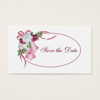 Roze Bruiloft Bells - Save the Date Visitekaartje