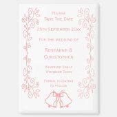 Roze bruiloft Bewaar de datum magneetbellen Magneet (Voorkant)