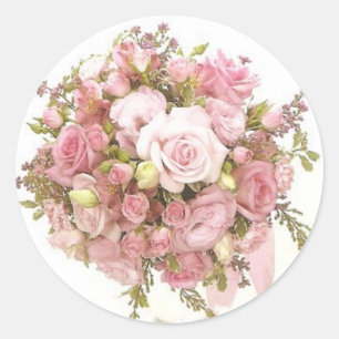Roze Bruiloft Boeket envelop Seal Stickers