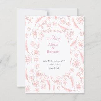 roze bruiloft briefkaart